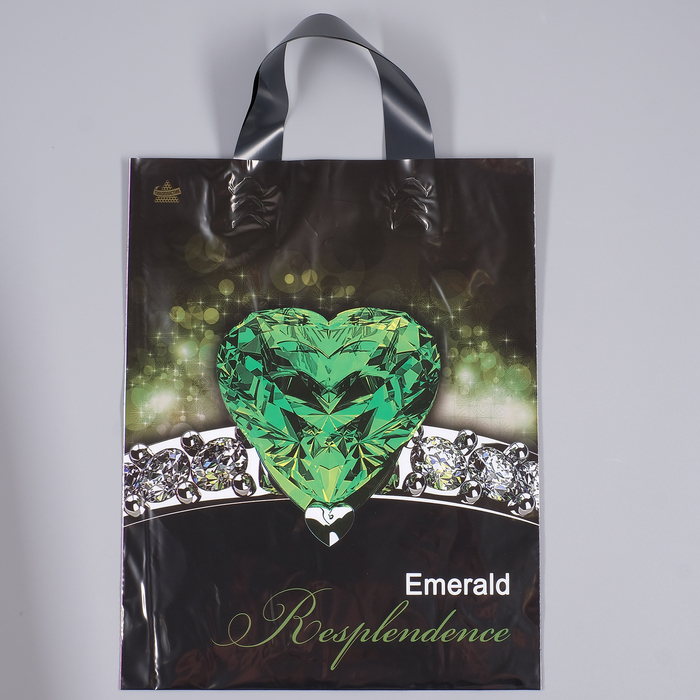 Пакет "Шикарный изумруд", полиэтиленовый с петлевой ручкой, 35 х 28 см, 55 мкм