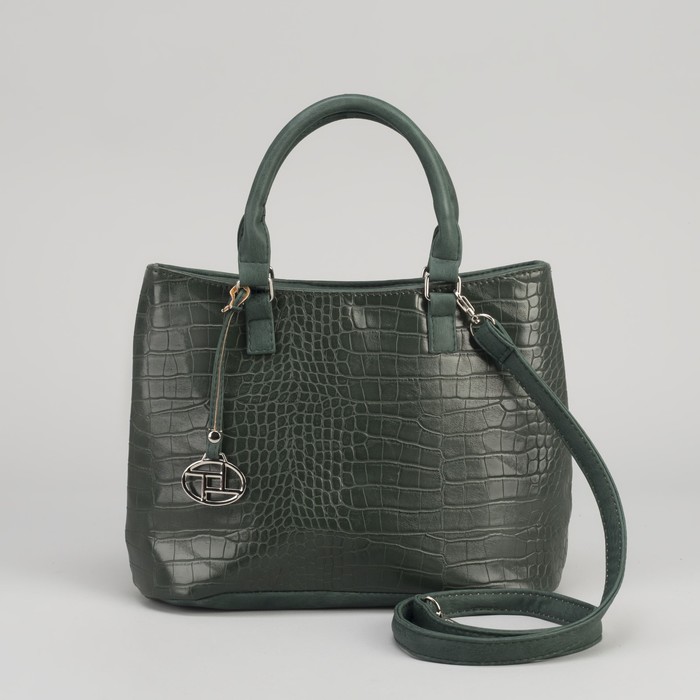 Сумка женская на молнии, 1 отдел, наружный карман, длинный ремень, зелёная