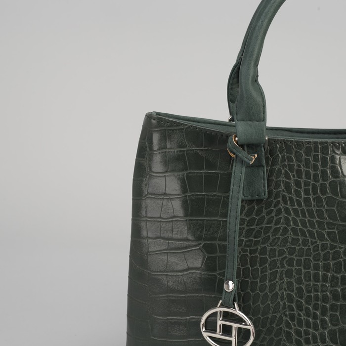 Сумка женская на молнии, 1 отдел, наружный карман, длинный ремень, зелёная