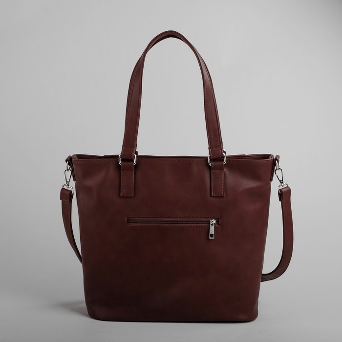 Сумка женская на молнии, 1 отдел, наружный карман, длинный ремень, коричневая