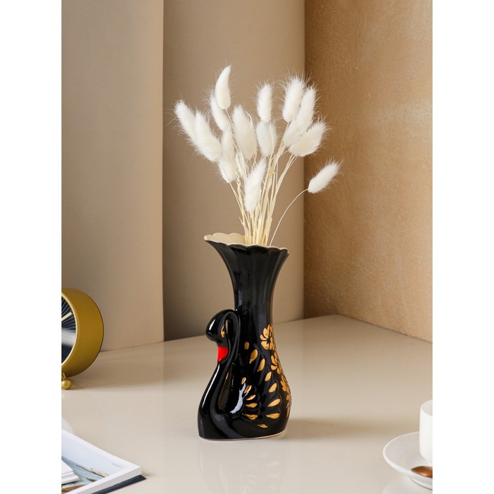 Ваза "Лебедь" чёрное золото, малая