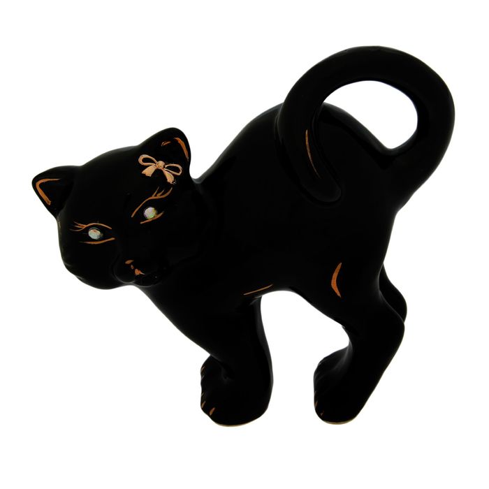 Копилка "Кот Бублик" глазурь, чёрная