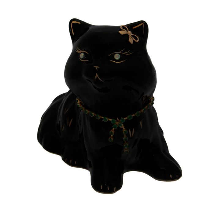 Копилка "Пушистик" малый, глазурь, чёрная цепочка