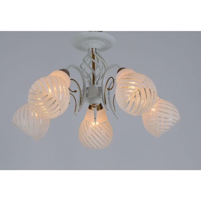 Люстра "Энджи" 5 ламп 60W Е14 белый/золото