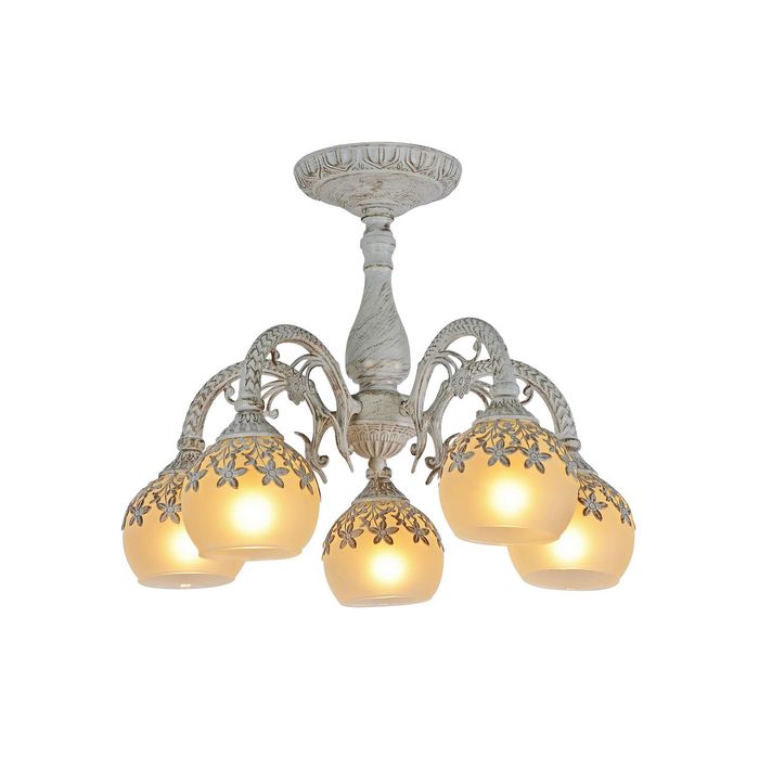 Люстра "Виолетта" 5 ламп 60W Е14 белый/золото