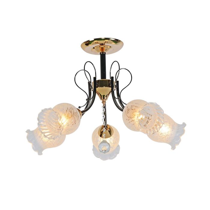 Люстра "Браун" 5 ламп 60W Е14 золото/черный