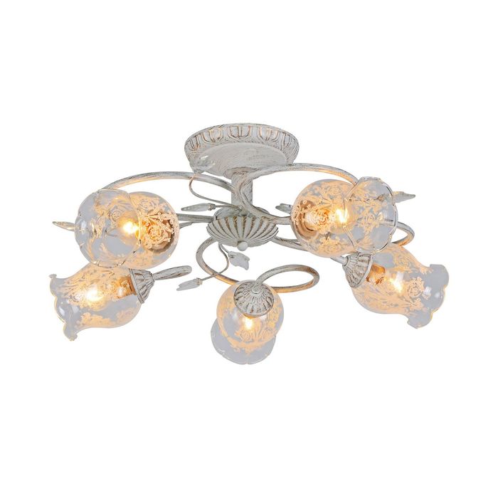 Люстра "Царский узор" 5 ламп 60W Е14 белый/золото