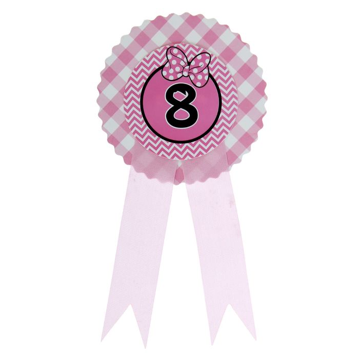 Значок "8" бантик, розовый цвет