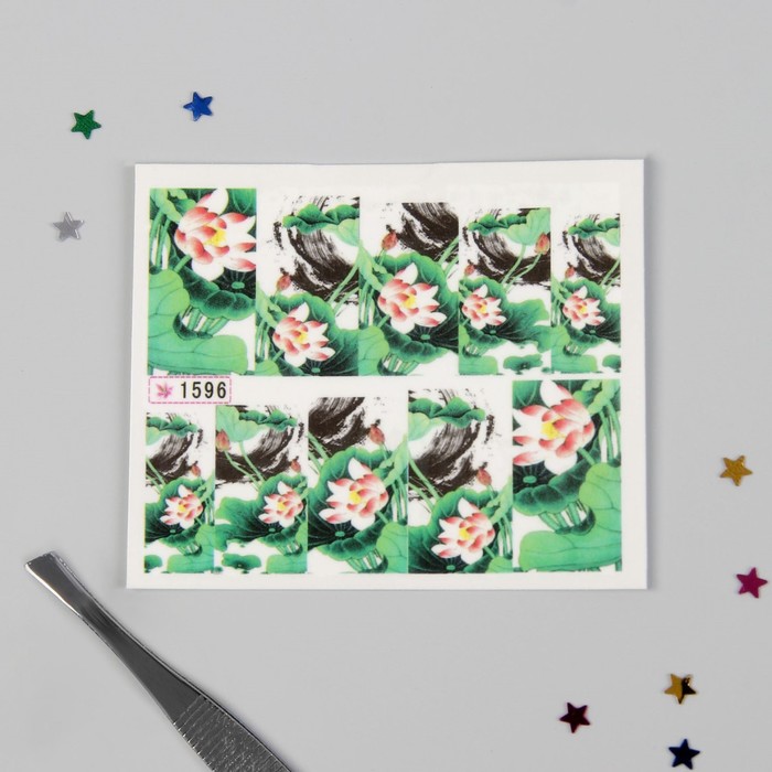 Слайдер-дизайн для ногтей "Лотос", разноцветный