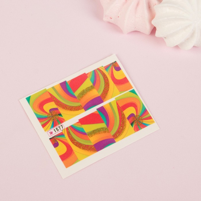 Слайдер-дизайн для ногтей "Радуга", с блёстками, разноцветный