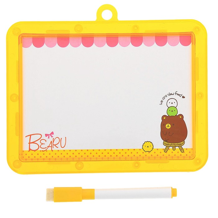 Доска для рисования двухсторонняя + маркер черного цвета со стиралкой