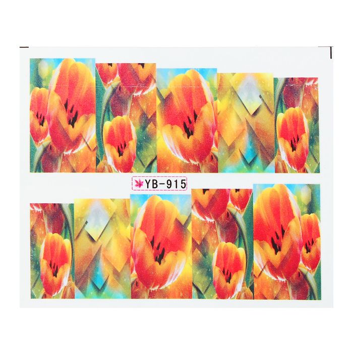 Слайдер-дизайн для ногтей "Тюльпаны", разноцветный