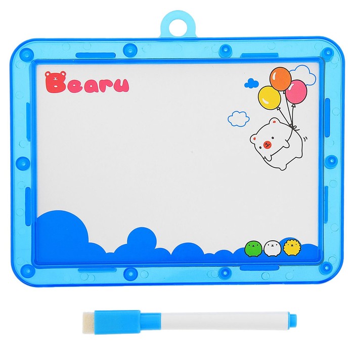 Доска для рисования двухсторонняя + маркер черного цвета со стиралкой