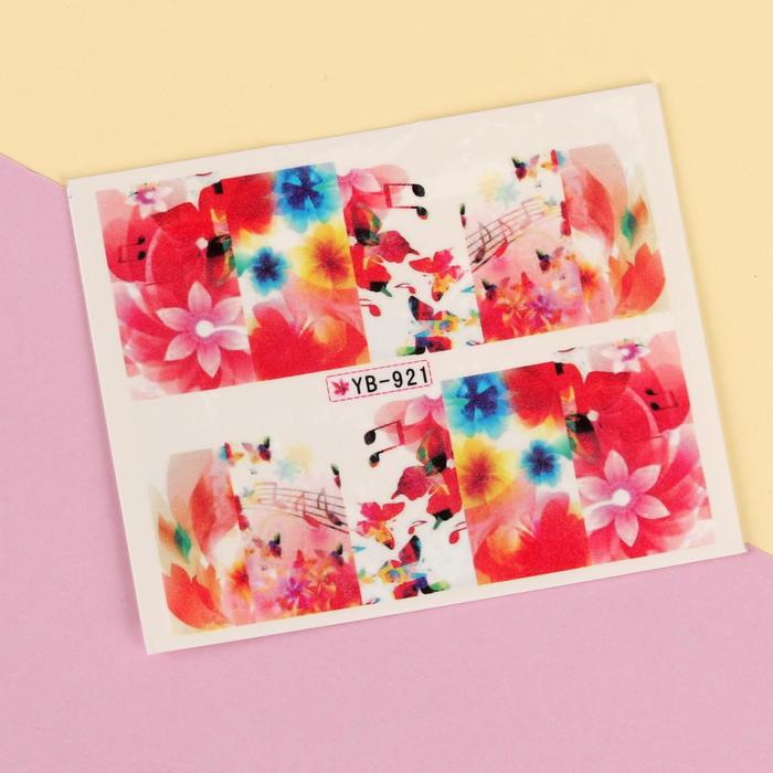 Слайдер-дизайн для ногтей "Мелодия лета", разноцветный