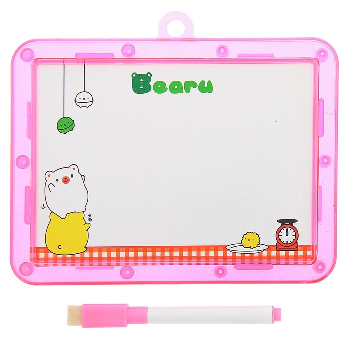 Доска для рисования двухсторонняя + маркер черного цвета со стиралкой