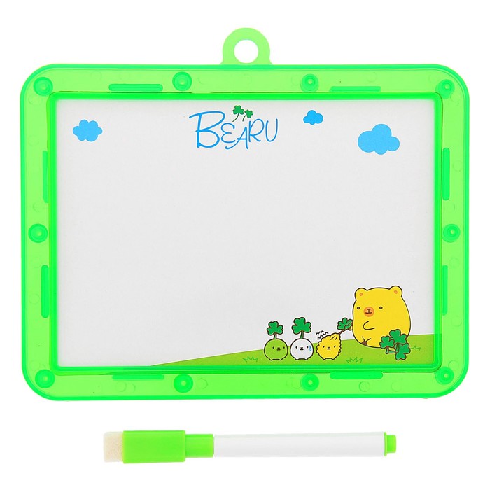 Доска для рисования двухсторонняя + маркер черного цвета со стиралкой