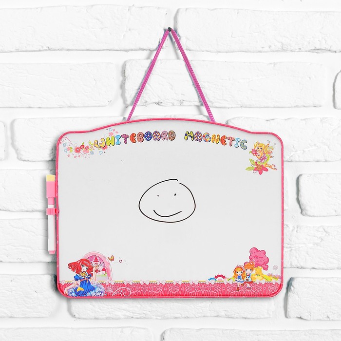 Доска для рисования двухсторонняя, оборот часы + маркер черного цвета со стиралкой