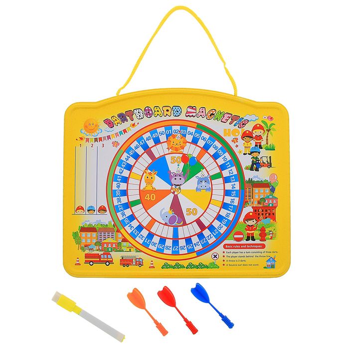 Доска для рисования двухсторонняя, оборот дартс, 3 дротика, маркер чёрного цвета с губкой