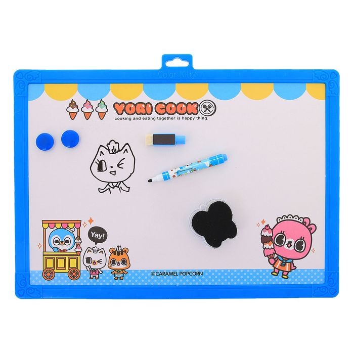 Доска магнитная двухсторонняя "Зайчик с мороженым", под маркер и мел, губка, мел 3 шт., маркер, магниты 2 шт.