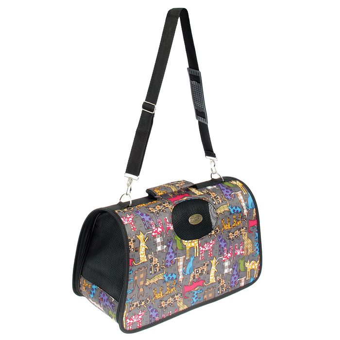 Сумка-переноска каркасная "Кошки", размер S, 36 х 18 х 24 см