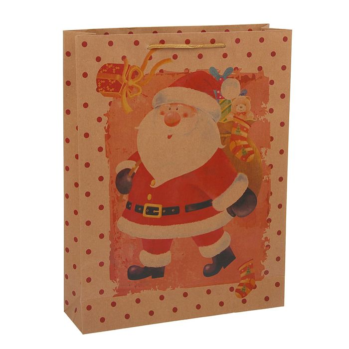 Пакет крафт "Дед Мороз", 19 х 24 х 8 см