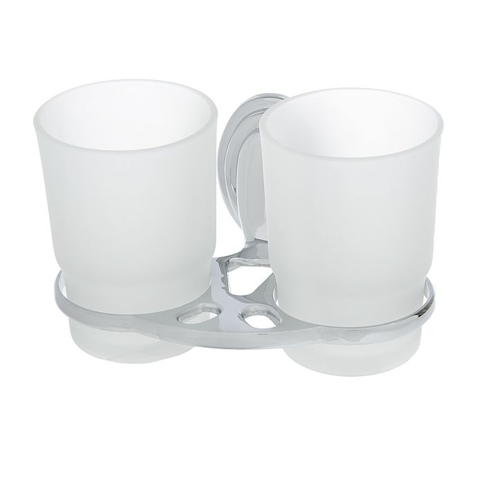 Стакан стеклянный матовый двойной с держателем "Шарм"