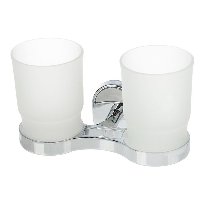 Стакан стеклянный двойной матовый с держателем "Нео"