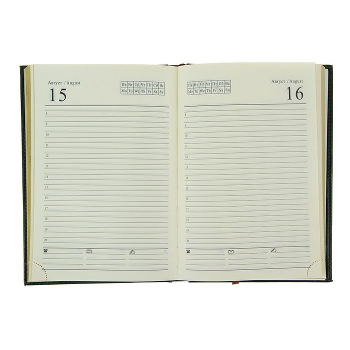 Ежедневник полудатированный, формат А5,192 листа, линия, золотой срез, перфорированный угол, ляссе, тёмно-зеленый