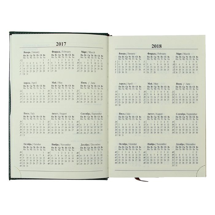 Ежедневник полудатированный, формат А5,192 листа, линия, золотой срез, перфорированный угол, ляссе, тёмно-зеленый