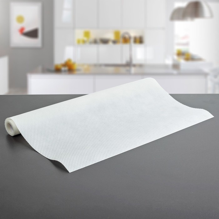 Коврик противоскользящий 30х150 см "Ромбы", цвет белый