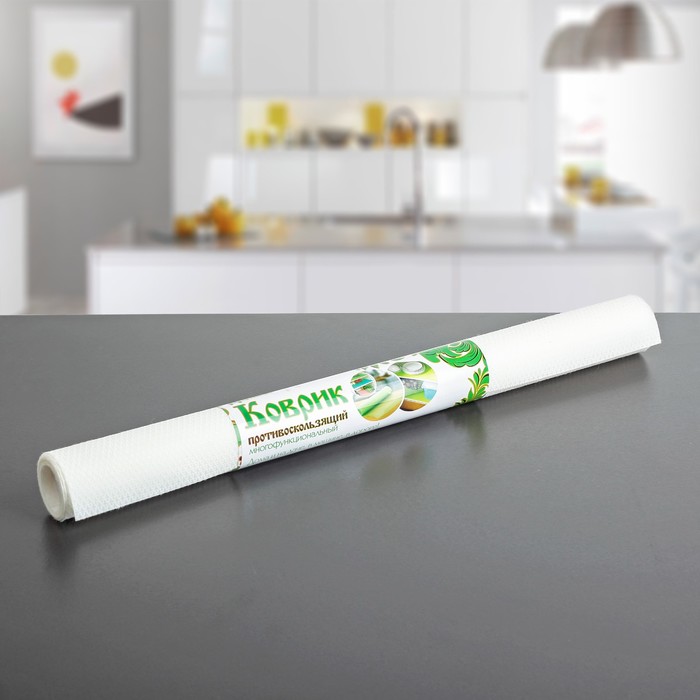 Коврик противоскользящий 30х150 см "Ромбы", цвет белый