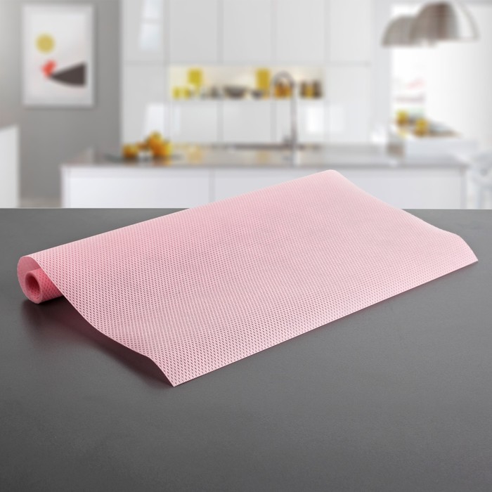 Коврик противоскользящий "Ромбы" 30х150 см, цвет розовый