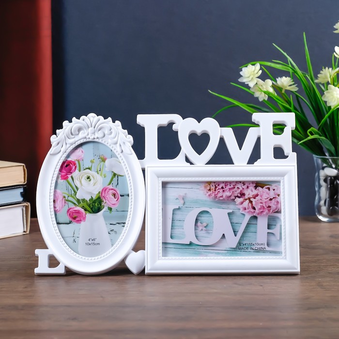 Фоторамка на 2 фото 10х15 см "Снова о любви" белая