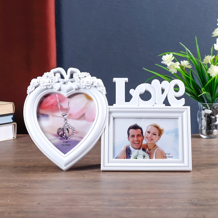 Фоторамка на 2 фото 10х15 см, 15х15 см "Весна, любовь" белая