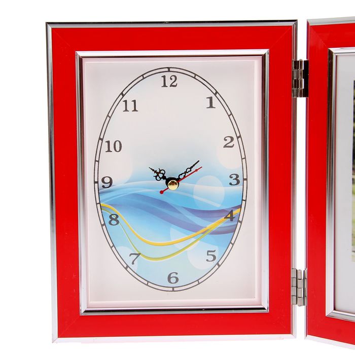 Фоторамка 13х18 см с часами "Красная заря с серебром"