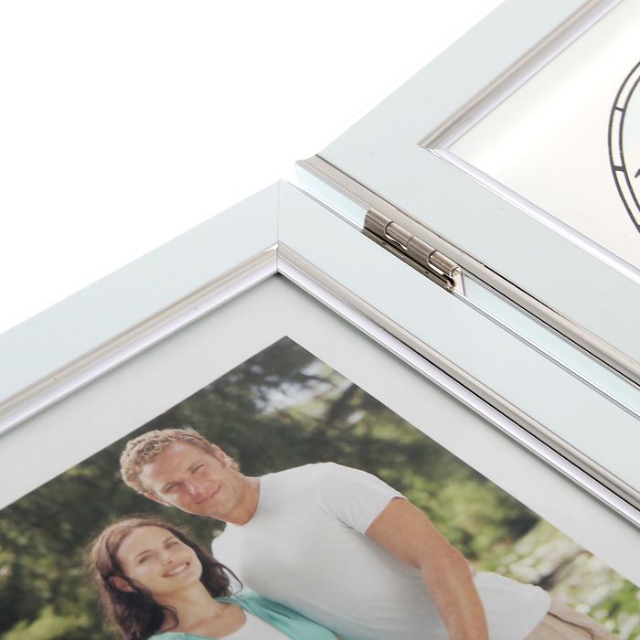 Фоторамка 13х18 см с часами "Белоснежная с серебром"