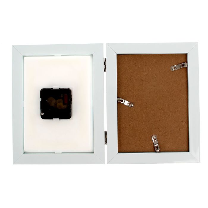 Фоторамка 13х18 см с часами "Белоснежная с серебром"