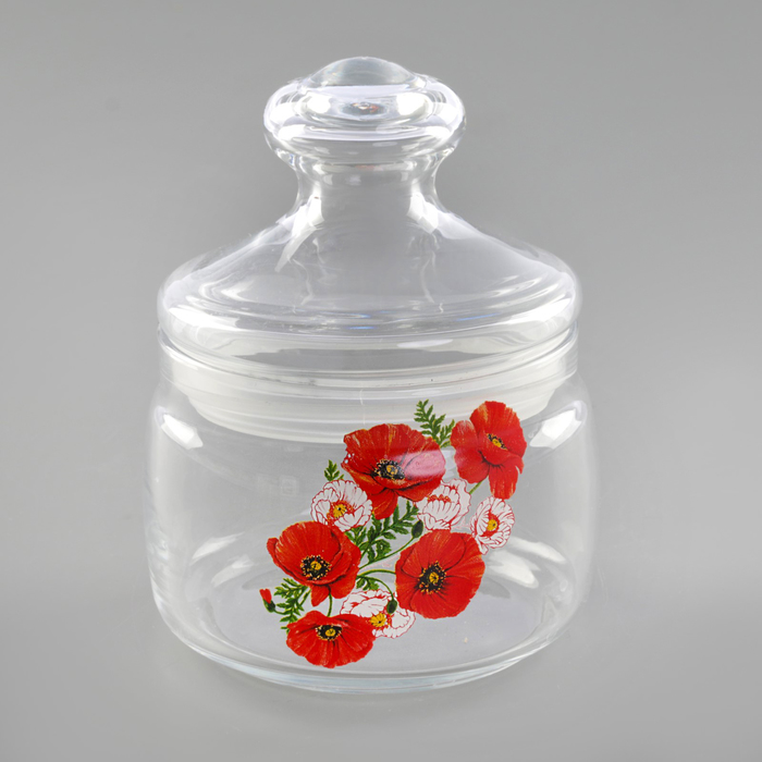 Банка для сыпучих 500 мл "Cesni, Маки", с крышкой, рисунок МИКС