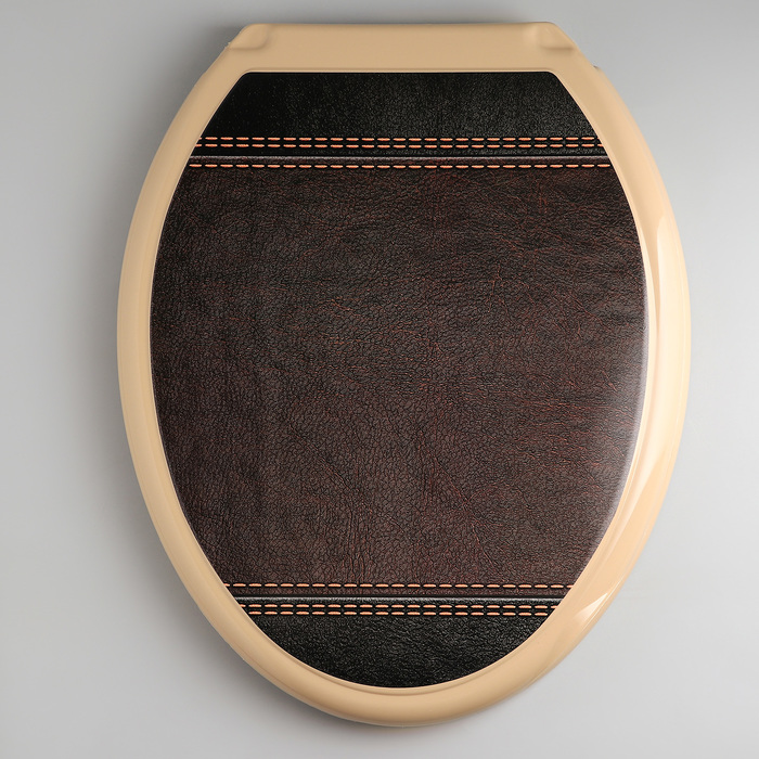 Сиденье для унитаза с крышкой «Декор. Кожа», 44,5×37,5 см, цвет коричневый