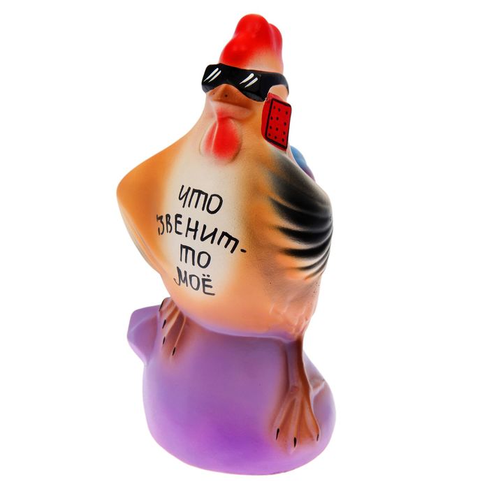 Копилка "Петух бизнесмен" бежевый с синим, микс