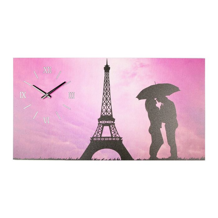 Часы-картина настенные прямоугольные "Дождь в Париже", 56х100 см микс