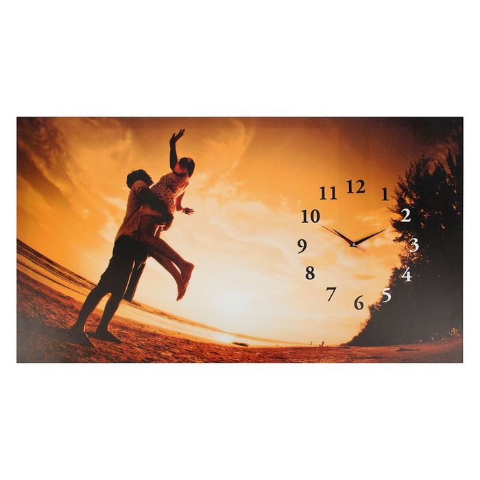 Часы-картина настенные прямоугольные "Двое на закате", 56х100 см