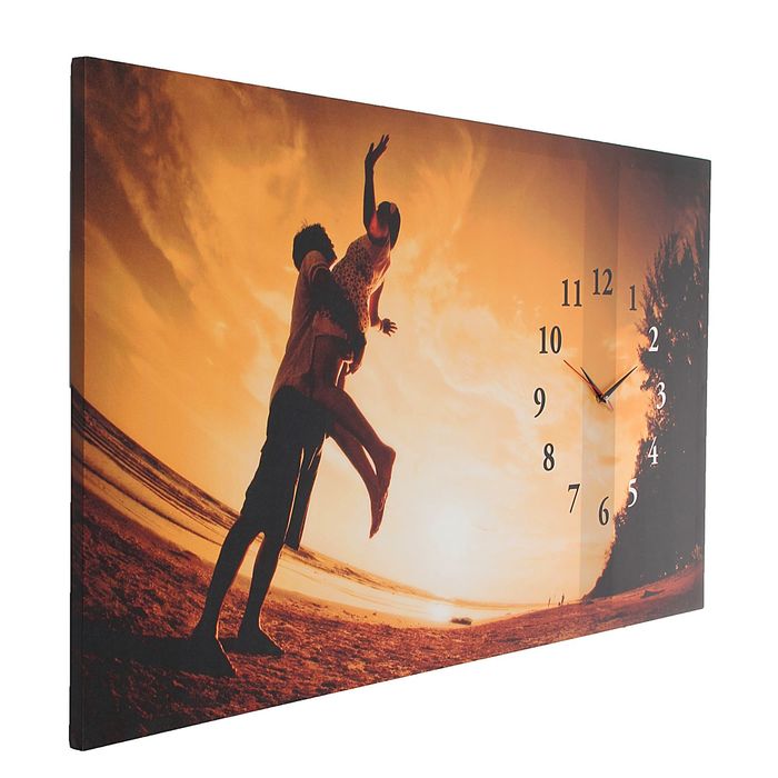Часы-картина настенные прямоугольные "Двое на закате", 56х100 см
