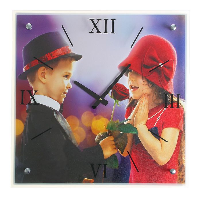 Часы настенные прямоугольные "Первая любовь", 50х50 см микс
