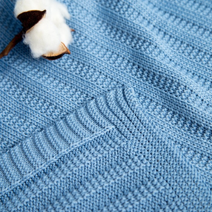 Вязаный плед "Этелька" размер 70х90 см, цвет голубой