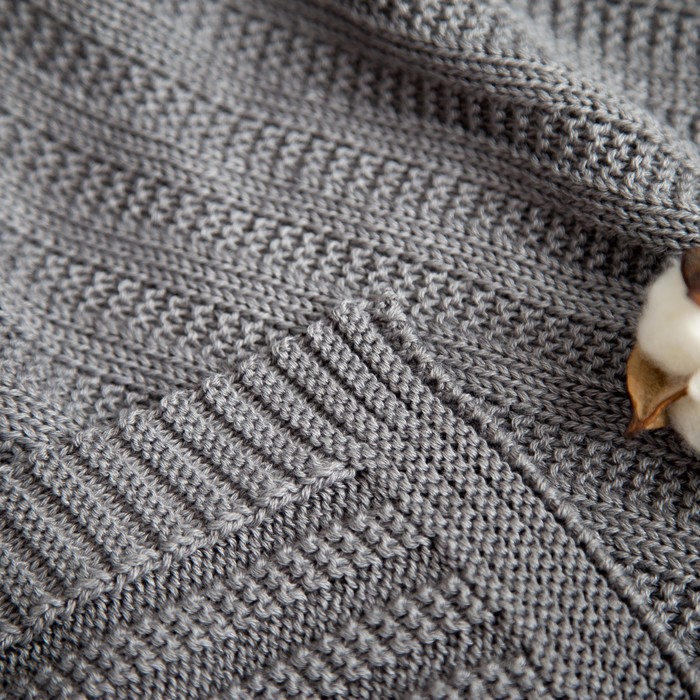 Вязаный плед "Этелька" размер 70х90 см, цвет серый
