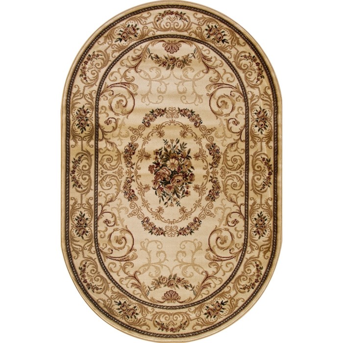 Ковёр Хит-Сет ПП OLYMPOS d066, 2,5*5 м, овал, CREAM