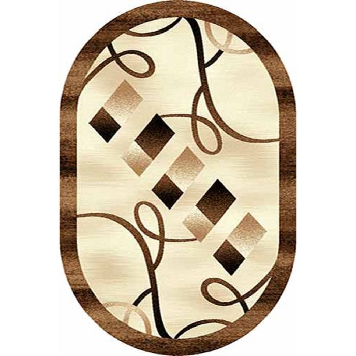 Ковёр Карвинг Фризе VISION DELUXE d054, 2*5 м, овал, BEIGE