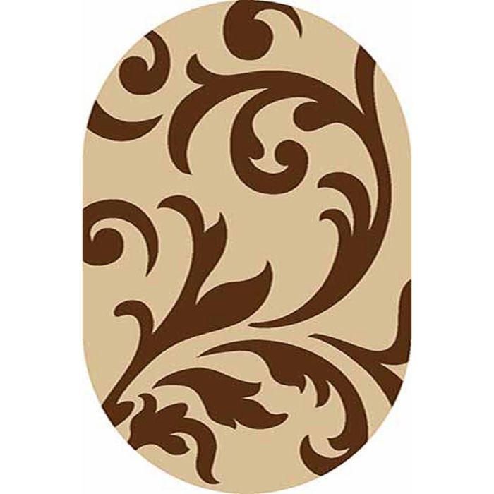 Ковёр Карвинг Фризе VISION DELUXE d129, 1*2 м, овал, BEIGE-BROWN