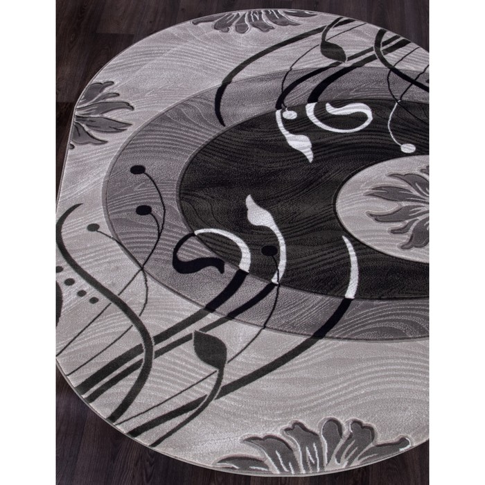 Ковёр Карвинг Хит-сет MEGA CARVING 4780, 2*5 м, овал, GRAY